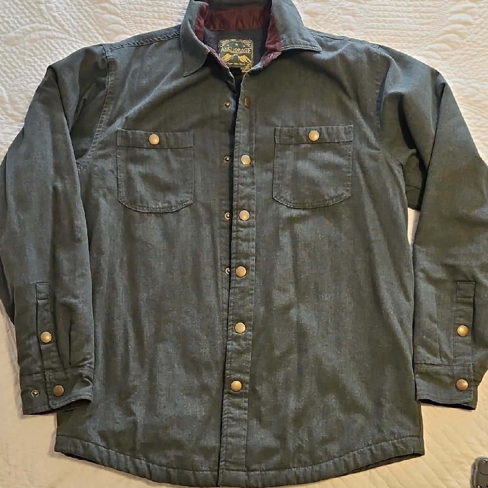 Men's Green Fleece Lined Shirt Jacket